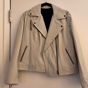 Women's Cream Leather Jacket